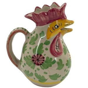 "La Perogina" Vintage Hand Painted Made in Italy Rooster Creamer / Pitcher 6.5"